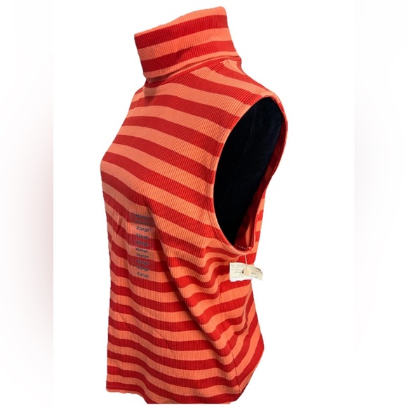 🆕St John’s bay ladies NWT red orange striped sleeveless ribbed pullover size XL - Picture 2 of 10